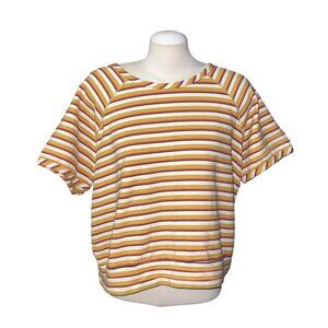 Roolee Yellow & Red Striped Short Sleeve Cotton Blend Top Sz XX-Large Casual